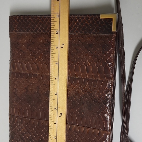 La Belle Genuine Brown Snakeskin leather  Clutch Purse / Shoulder Bag . - Picture 12 of 14